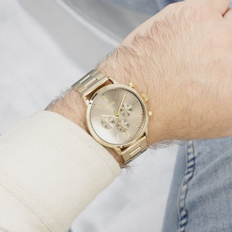 Goudkleurig horloge met goudkleurige roestvrijstalen armband - 3