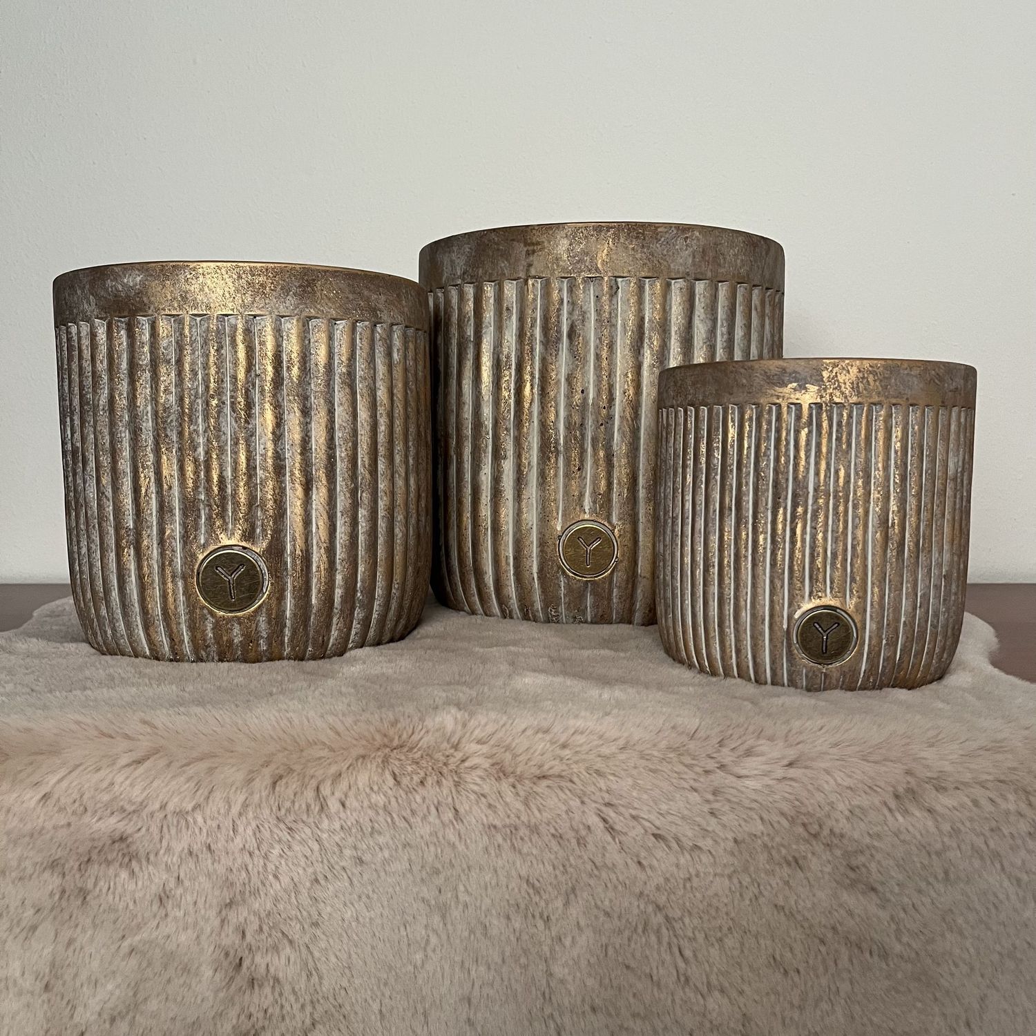 Set of 3 Planters/potten Relief Jewel