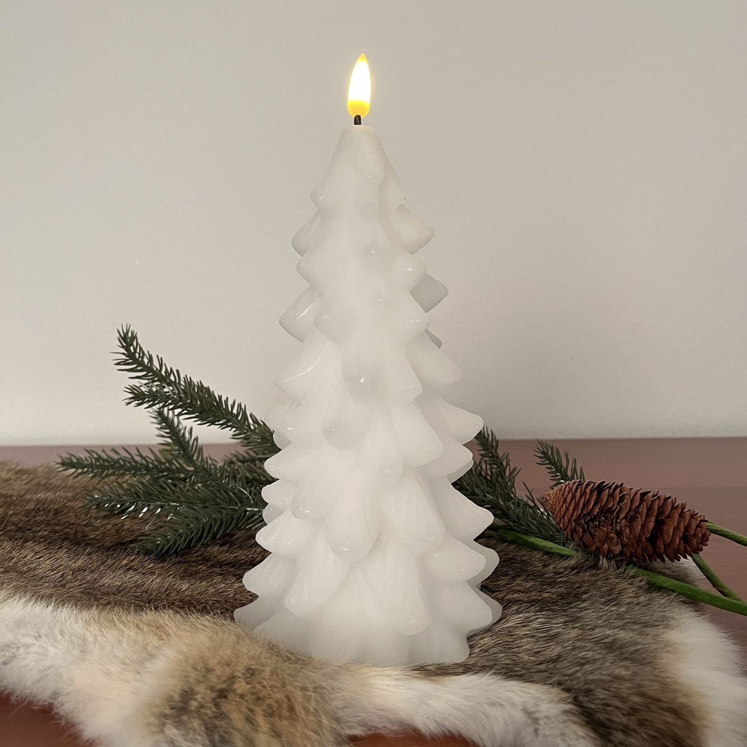 Kerstboomkaars LED Lyon XL wit