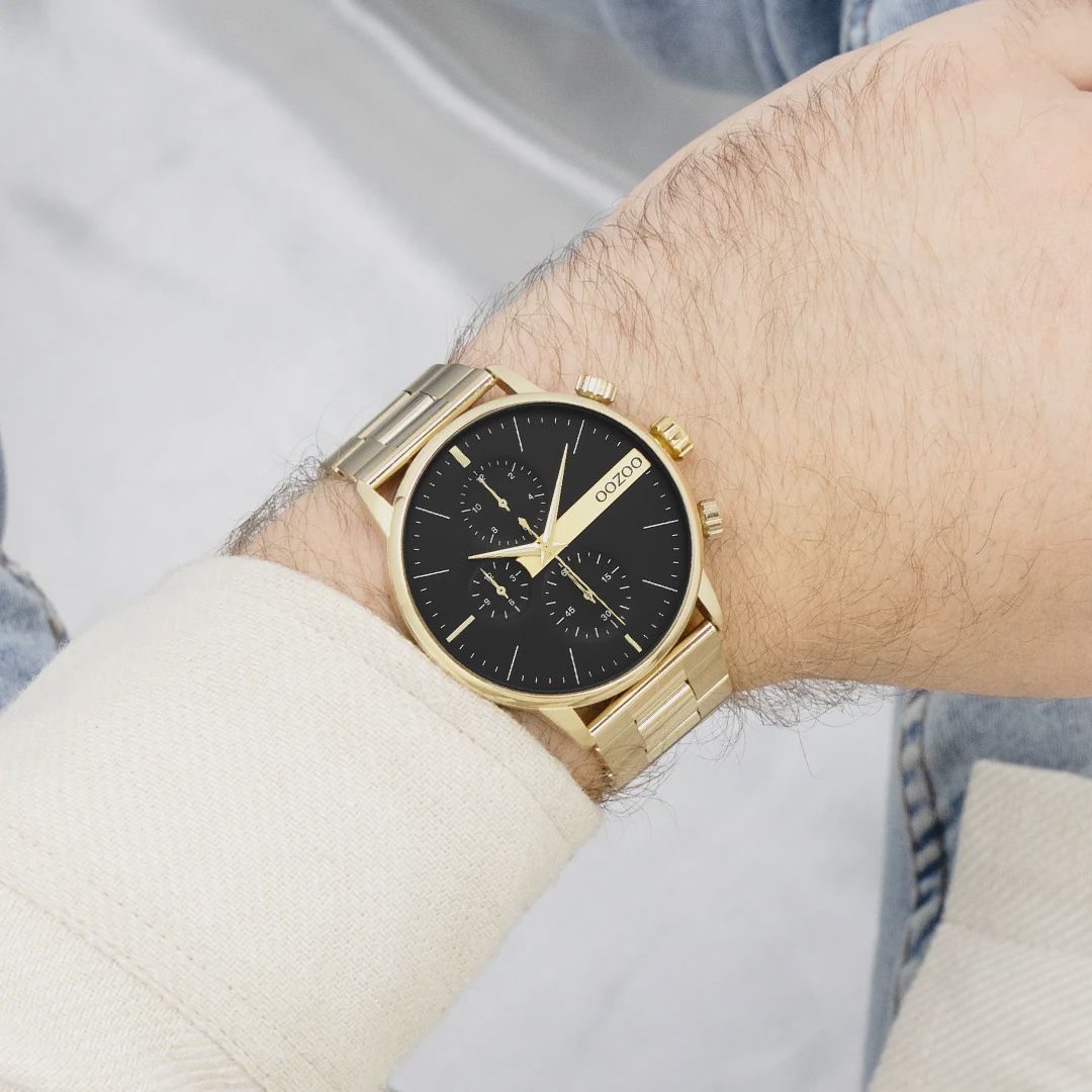 Goudkleurig horloge met roestvrijstalen armband - 3