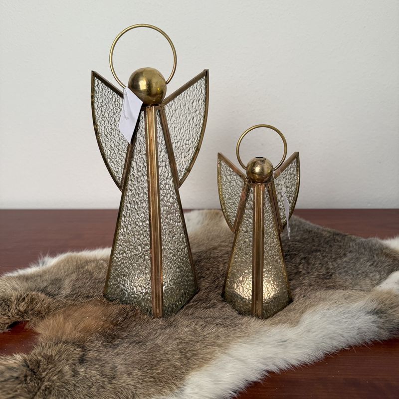 Metalen engel met glas S