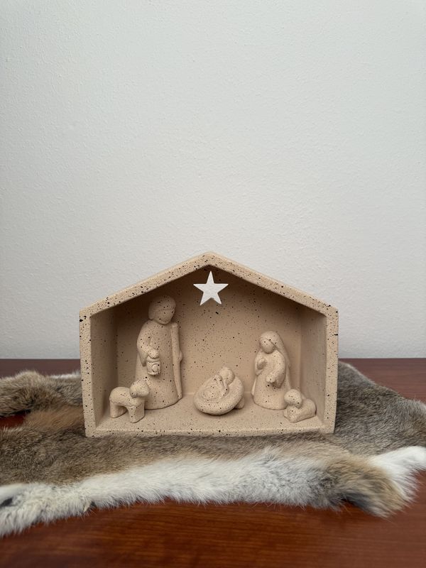Aardewerk Kerststal beige
