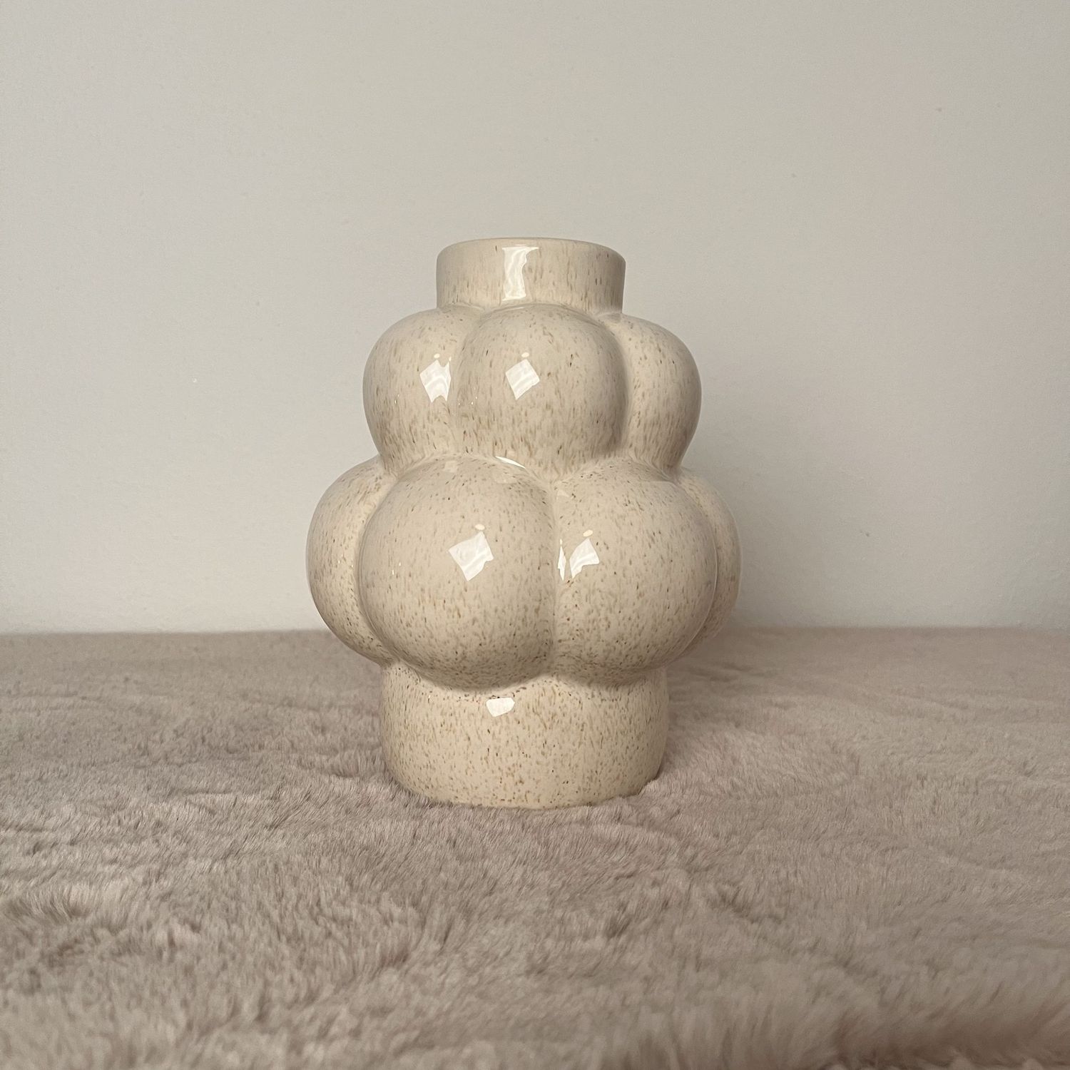 Aardewerk vaas bubbels beige, Size: S