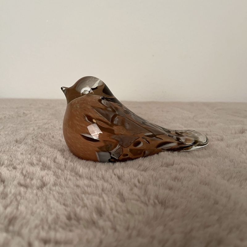 Sculptuur Bird beige glas 15x7,5x9