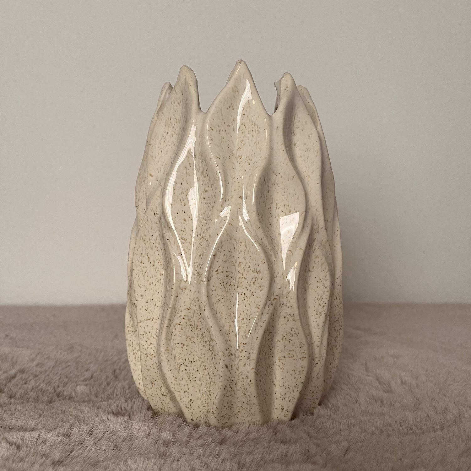 Aardewerk vaas flower beige, Size: S