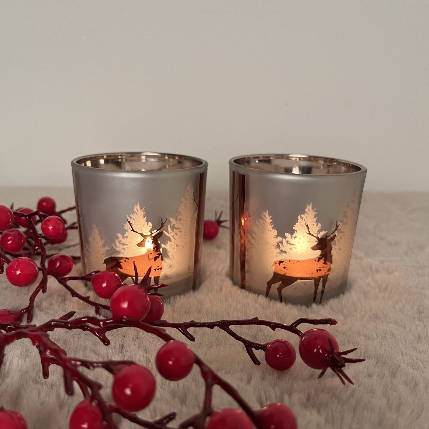 Theelicht Hirsch mocca 7x8 cm