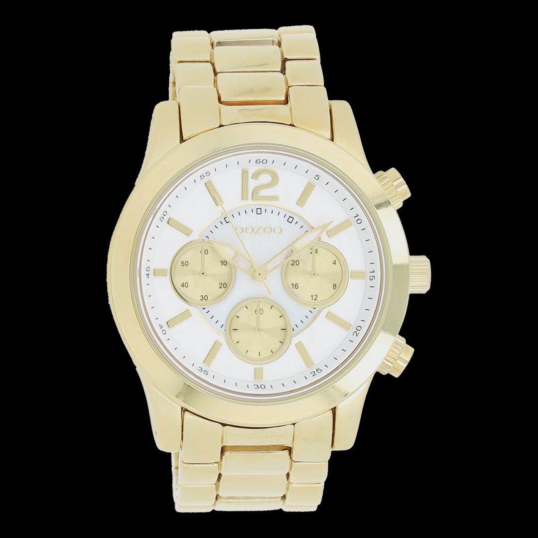 Goudkleurig horloge met een goudkleurige roestvrijstalen armband