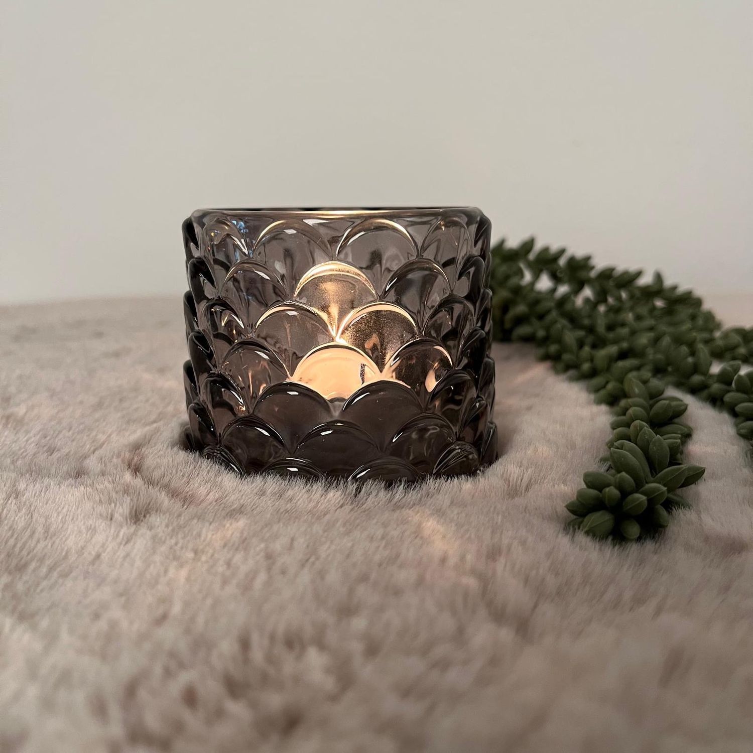 waxinelicht 7cm grijs