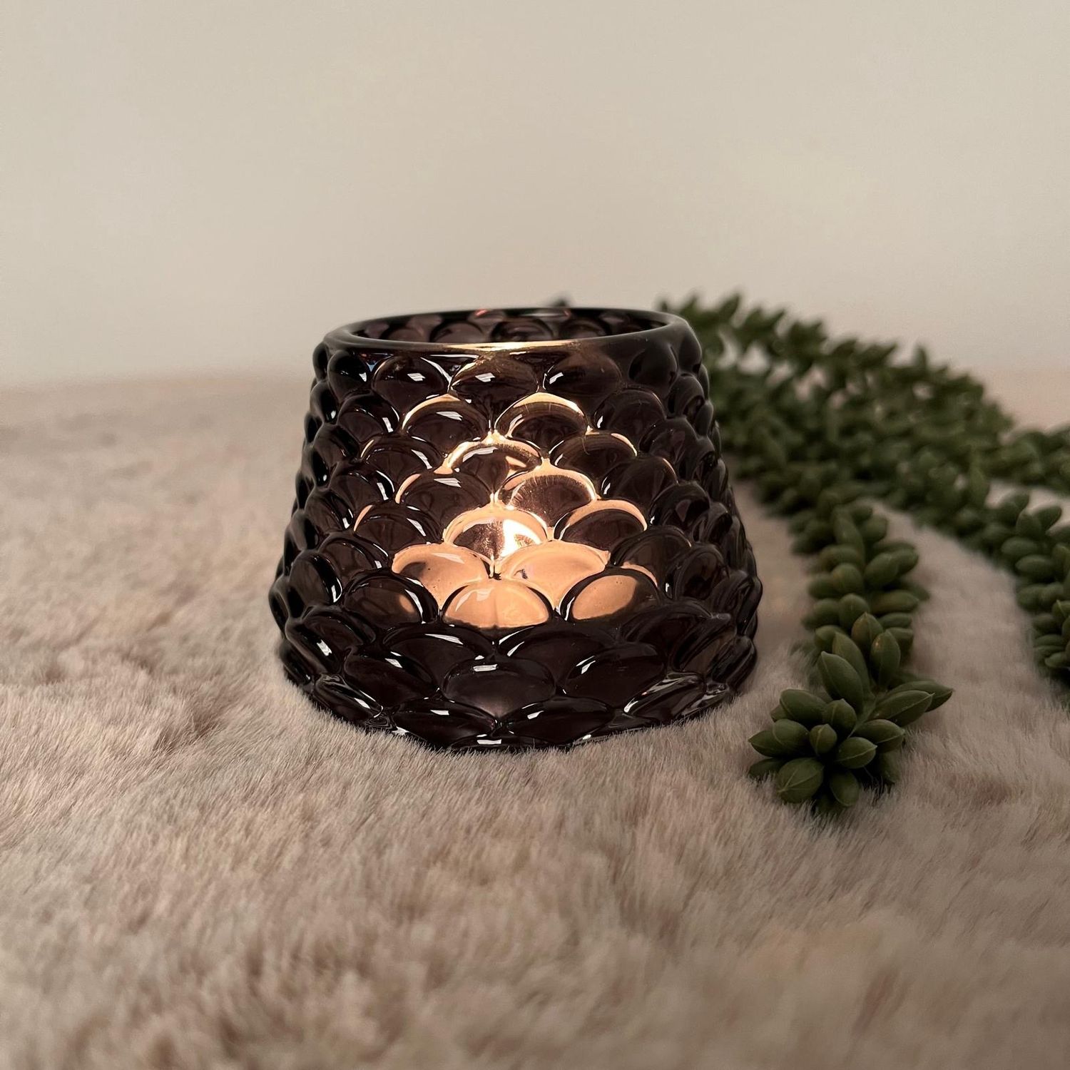 Theelicht dennenappel Traun S grijs