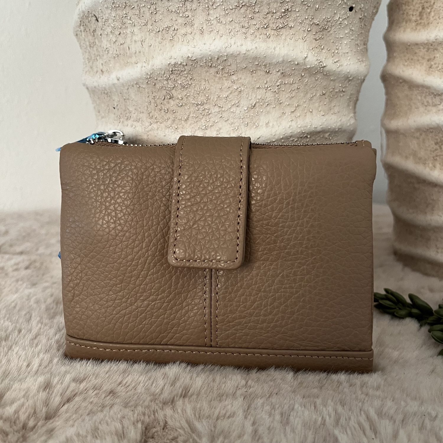 Portemonnee Taupe Leer