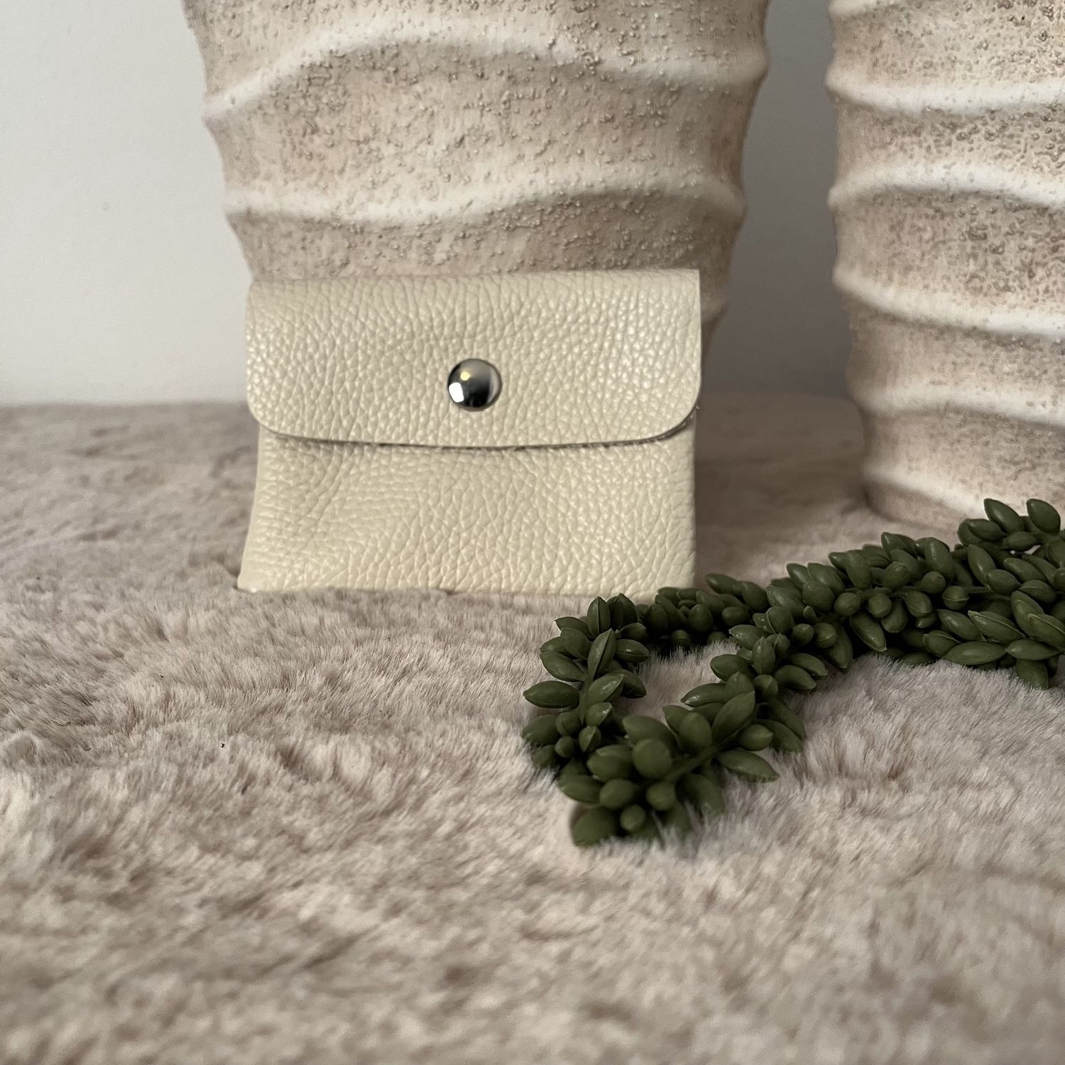 Portemonnee Klein Creme Leer