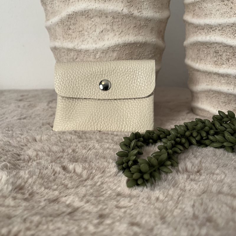Portemonnee Klein Creme Leer