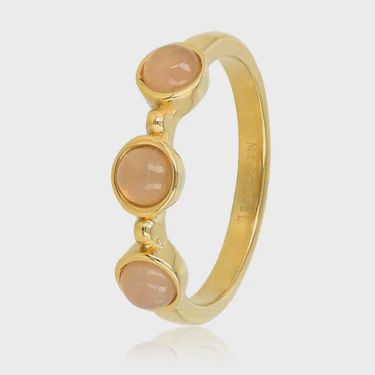 Gouden ring - Drie Rose Quartz edelstenen - Tijdloze charme