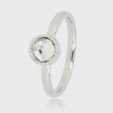 Zilveren ring met kristal - Twisted randje - Speels design