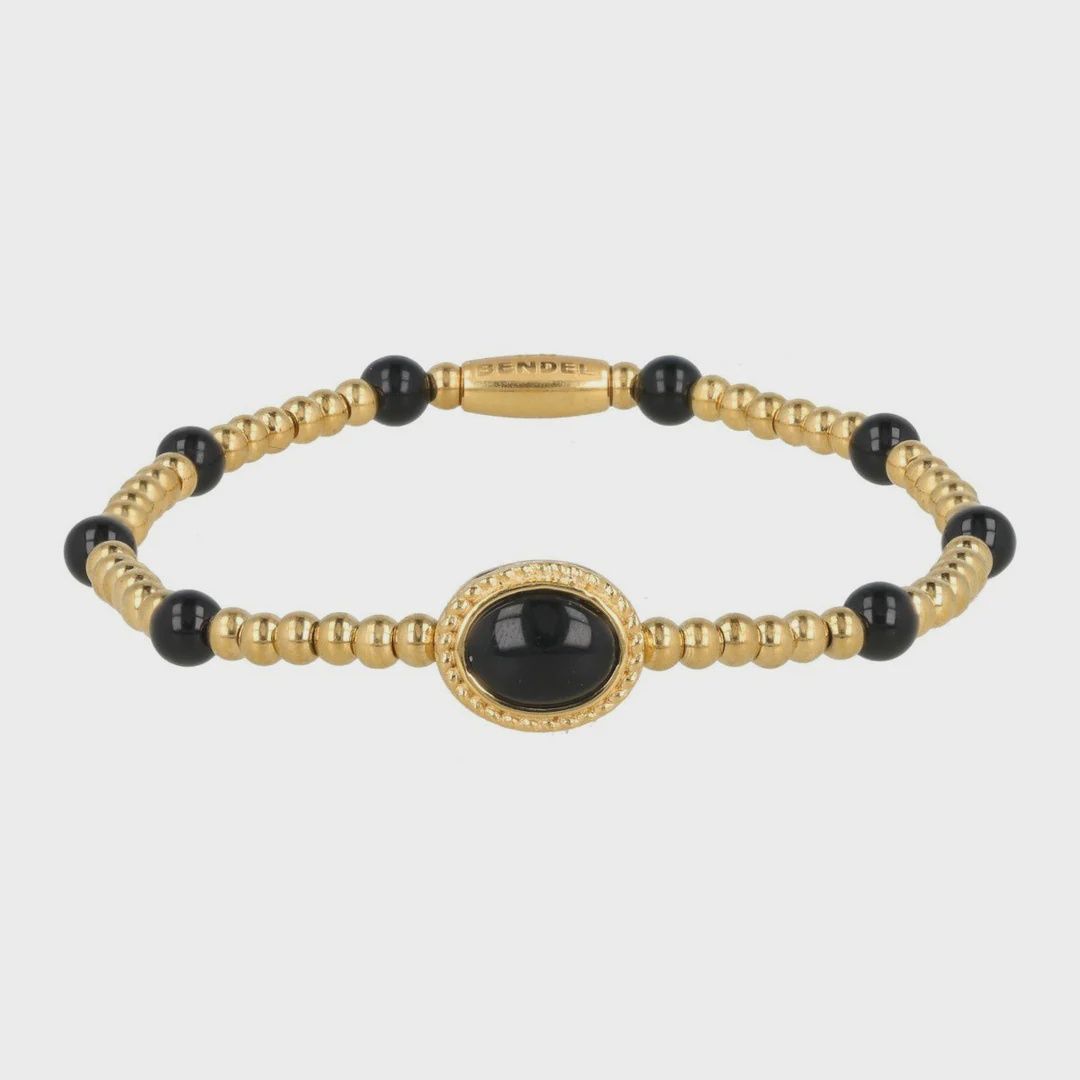 Gouden Armband met Onyx kralen - Stijlvol &amp; Beschermend