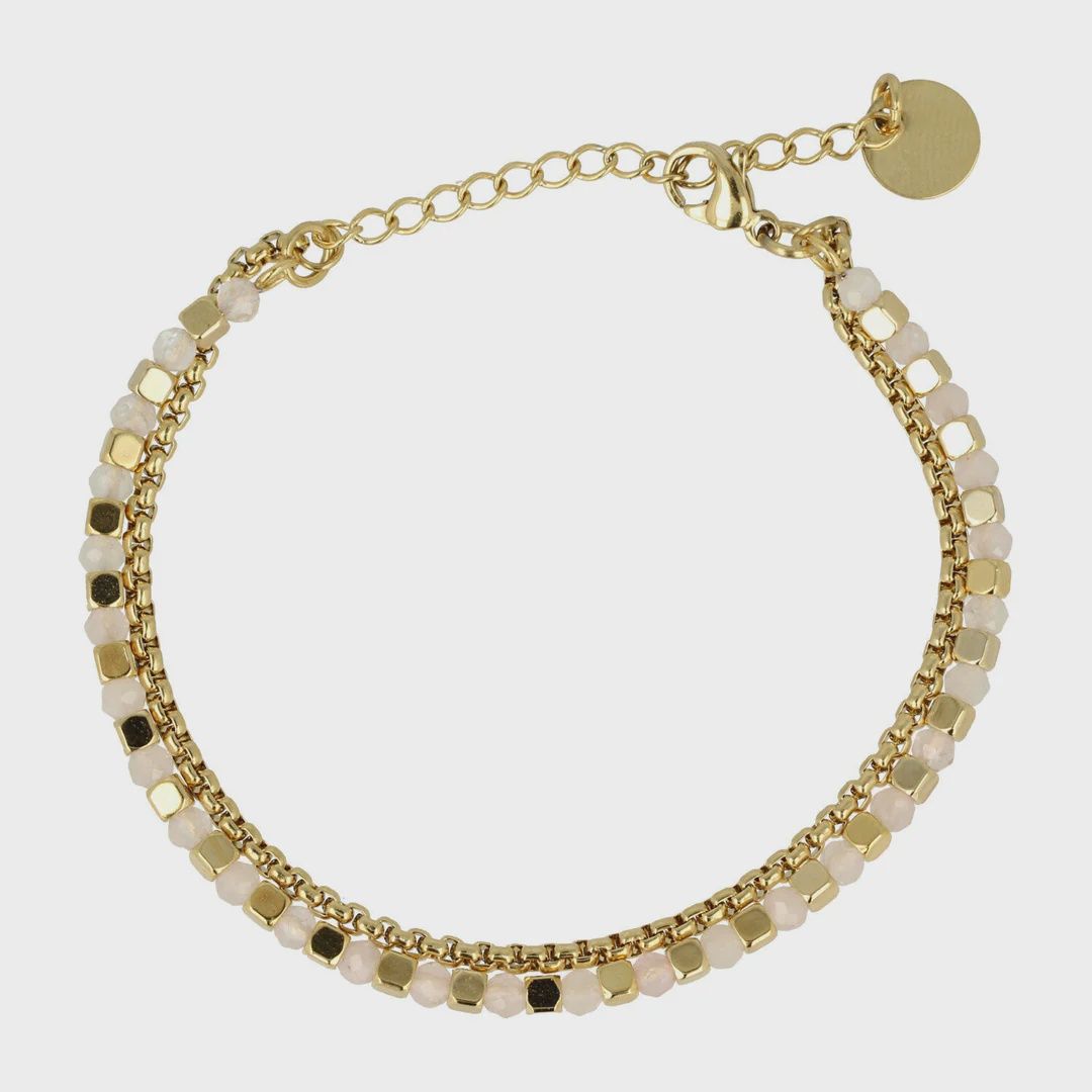 Gouden Armband met Roze Glasstenen - Elegant Design