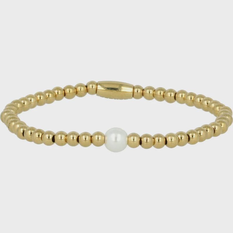 Gouden kralenarmband met witte parel - Elegant sieraad