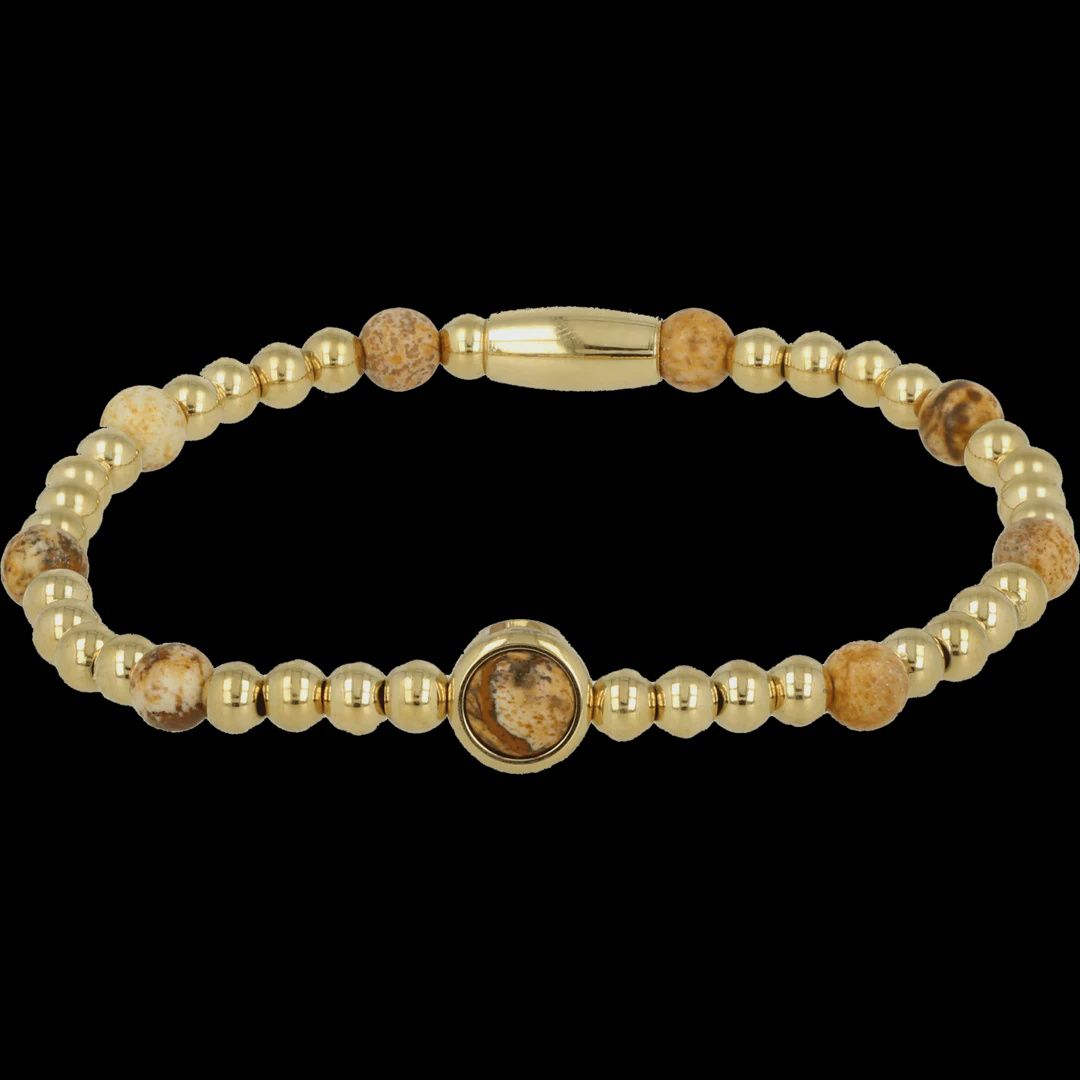 Gouden Bedelarmband met Picture Jasper Edelsteen