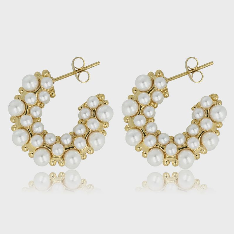 Luxe Gouden Oorbellen met Stralende Witte Parels