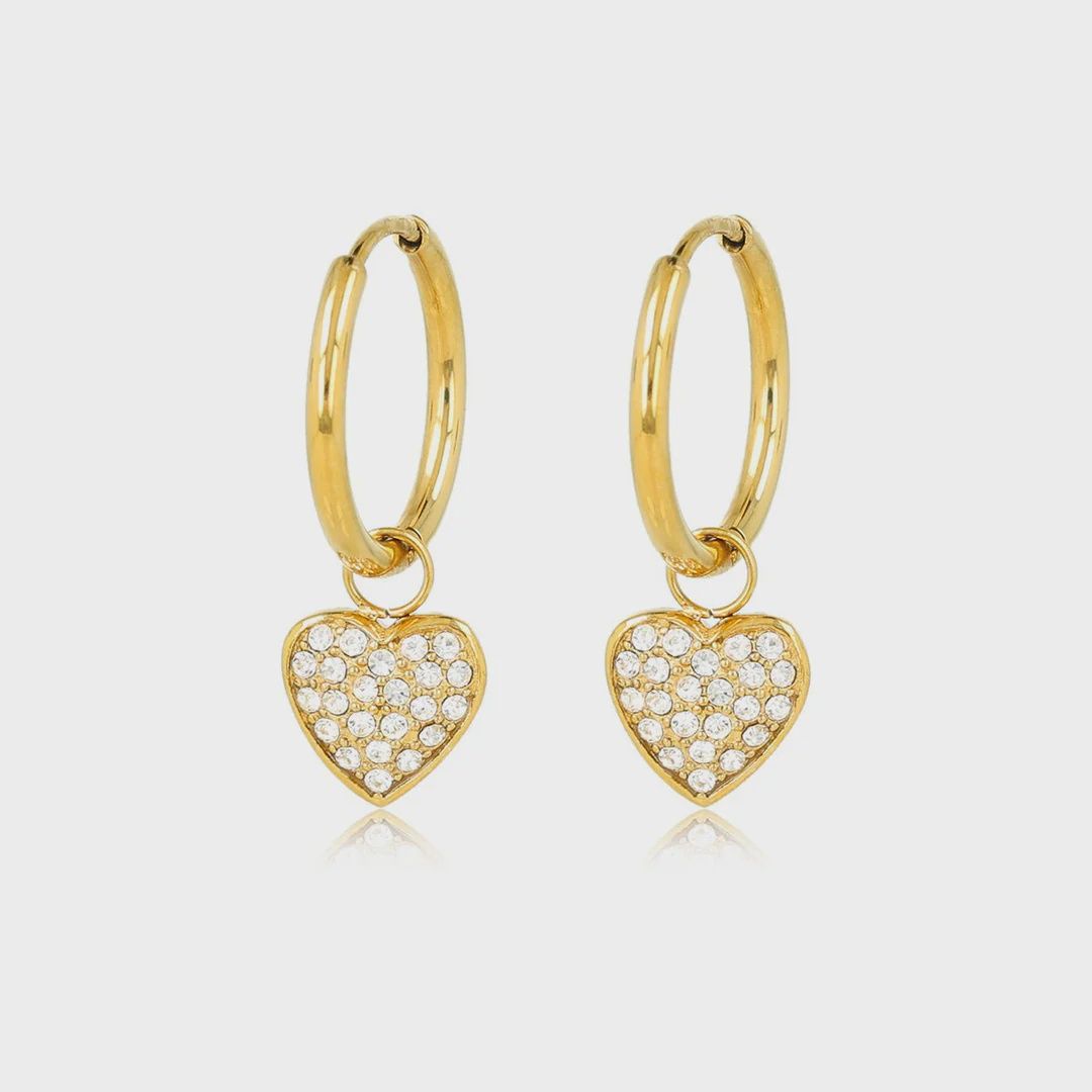 Gouden Oorringen met zirkonia hartjes - My Bendel