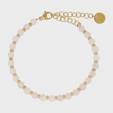 Gouden Armband met Rose Quartz Kralen - Verstelbaar