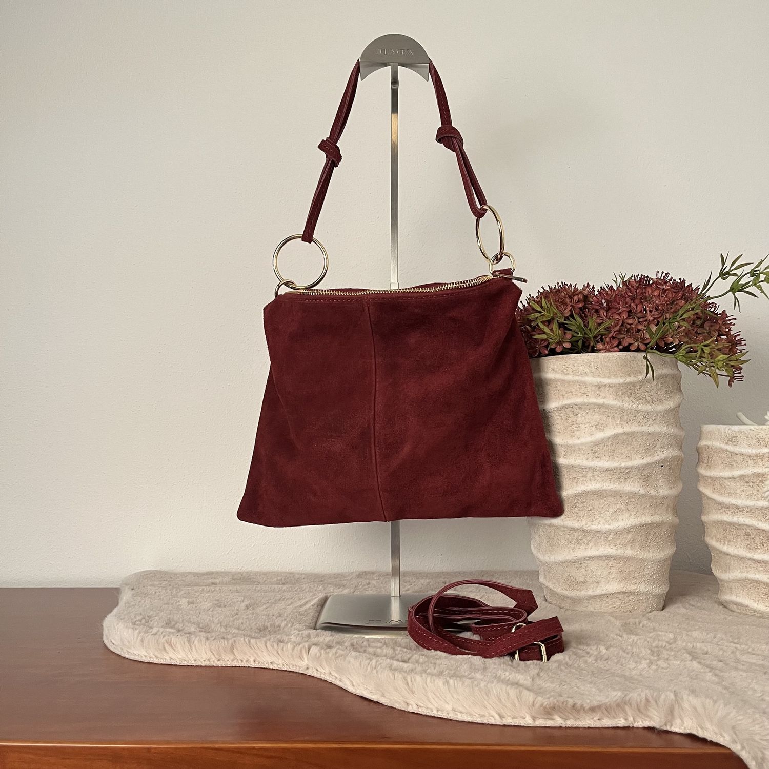 handtas eline bordeaux suede