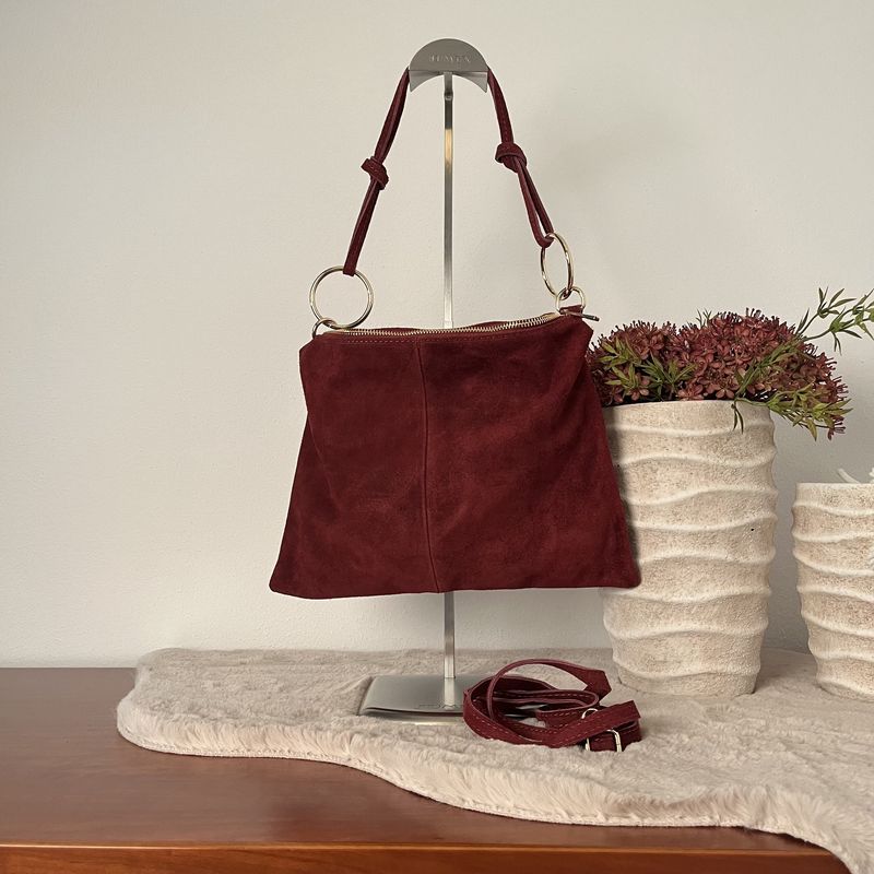 handtas eline bordeaux suede