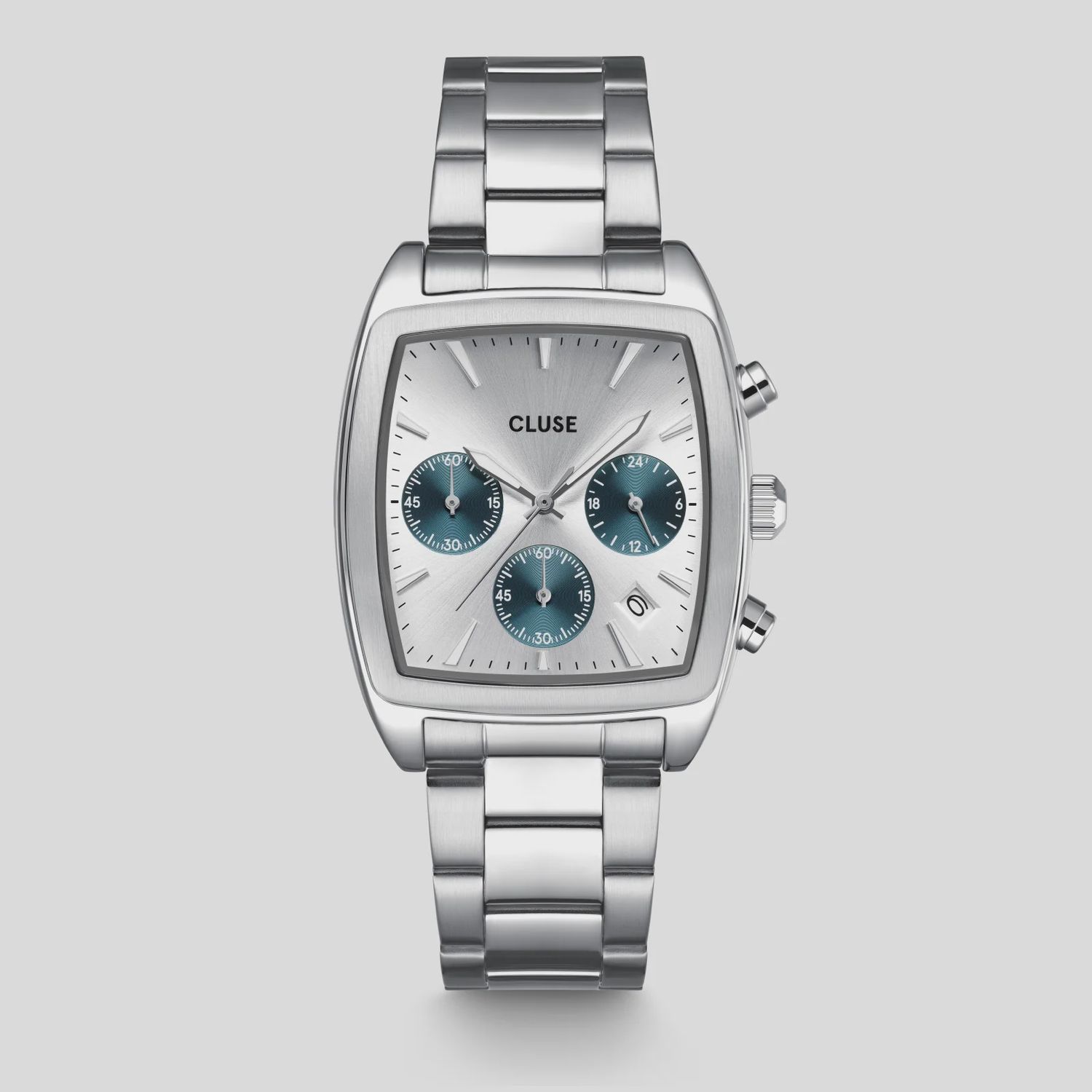 Quartaut Chrono Watch Steel, Blue, Full Silver Colour