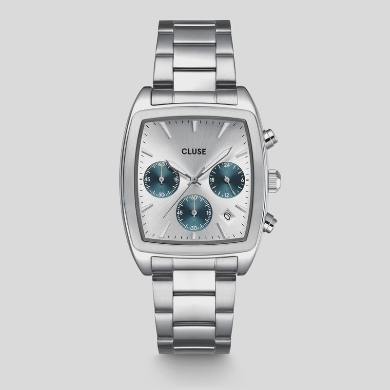 Quartaut Chrono Watch Steel, Blue, Full Silver Colour