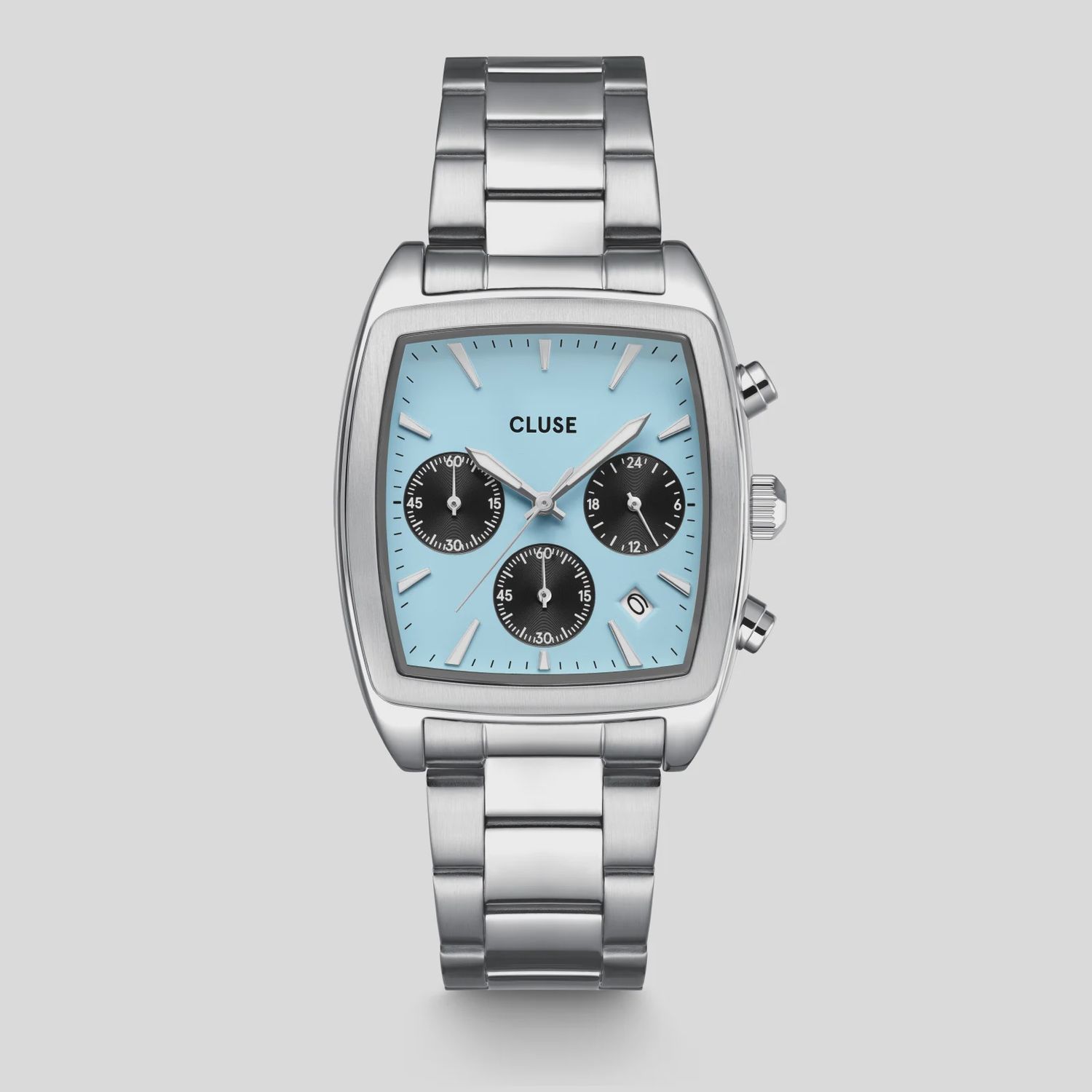 Quartaut Chrono Watch Steel, Blue and Black, Silver Colour