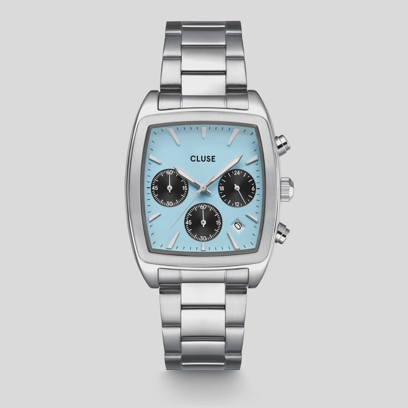 Quartaut Chrono Watch Steel, Blue and Black, Silver Colour