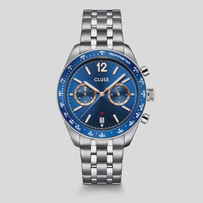 Aravis Dual Timer Watch Steel, Blue, Silver Colour