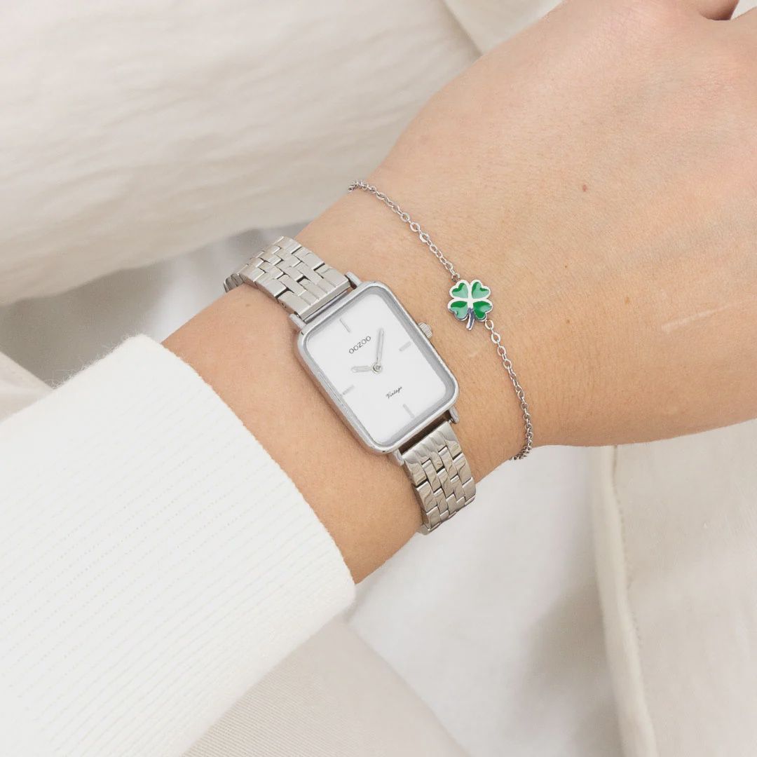 Zilverkleurig horloge met roestvrijstalen armband - 1