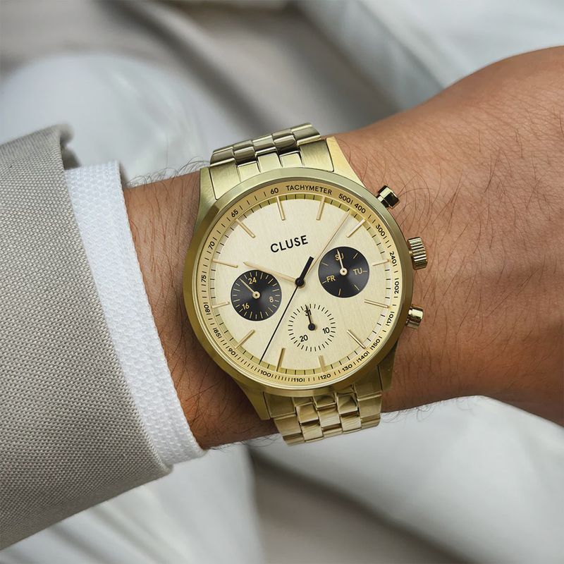 Anthéor Multifunction Watch Steel Black, Full Gold Colour