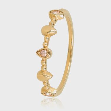 Aanschuifring met Zirkonia Stenen - Goudkleurig &amp; Champagne