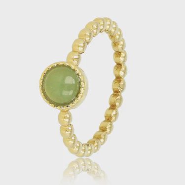 Green Aventurine Ring met Bolletjes - Goudkleurig &amp; Groen