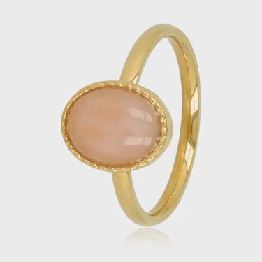 Ovale Ring met Rose Quartz - Goudkleurig &amp; Roze