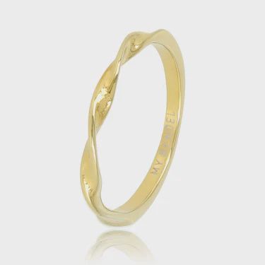 Gouden aanschuifring - mooie twist - edelstalen basis