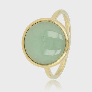 Gouden ring - groene Fluorite - zelfvertrouwen &amp; focus