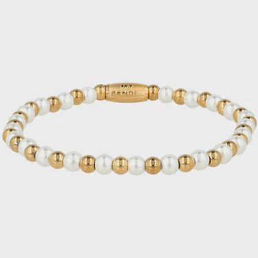 Elastische Parelarmband met Gouden Kralen