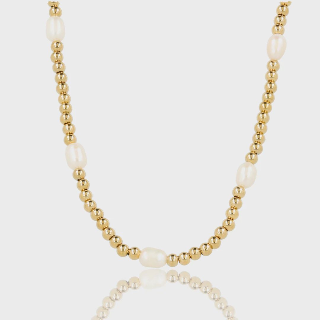 Gouden Kralenketting met Echte Zoetwater Parels