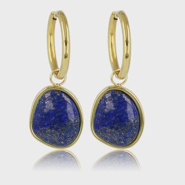 Gouden Oorringen met prachtige Lapis Lazuli 36mm