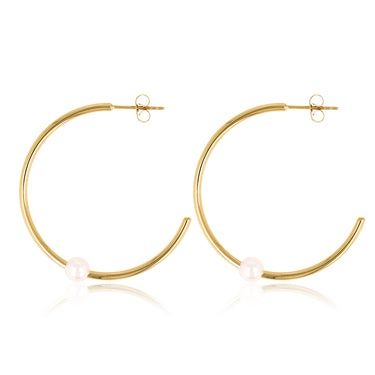 Gouden Statement Oorringen met Parel - Stainless Steel &amp; Nikkelvrij