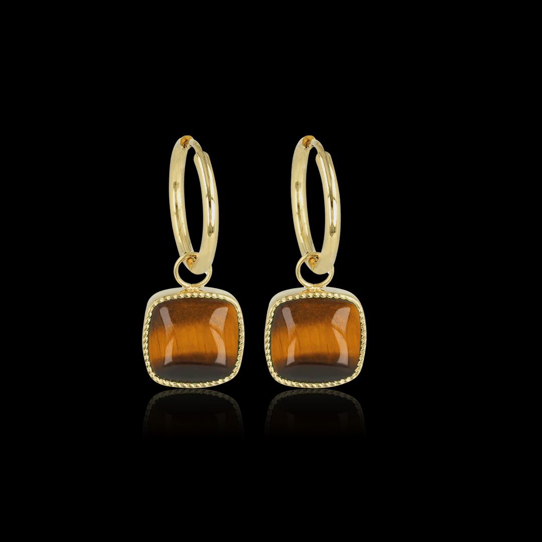 Oorbellen met Tiger Eye hanger