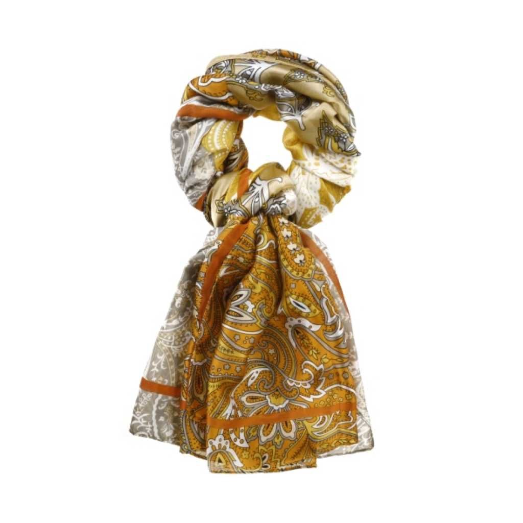 scarf flower orange 90x180  silk feel 80g
