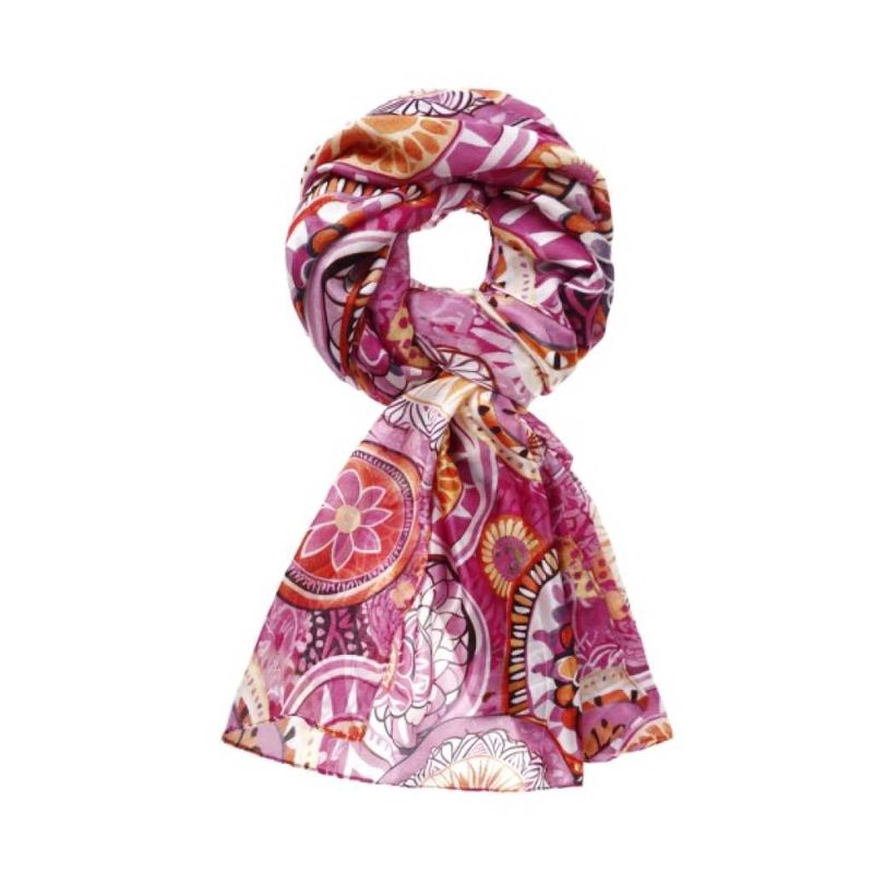 scarf flower fuchsia 90x180  silk feel 80g