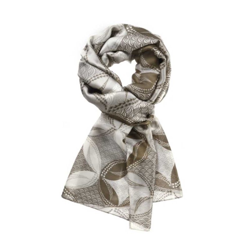 scarf graphic beige 90x180  silk feel 80g