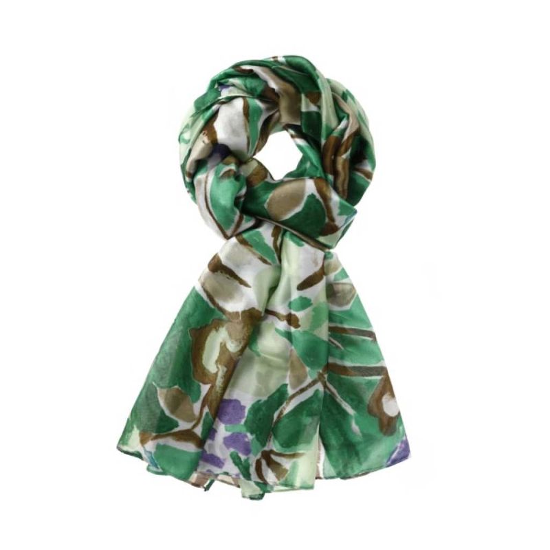 scarf flower green 90x180  silk feel 80g