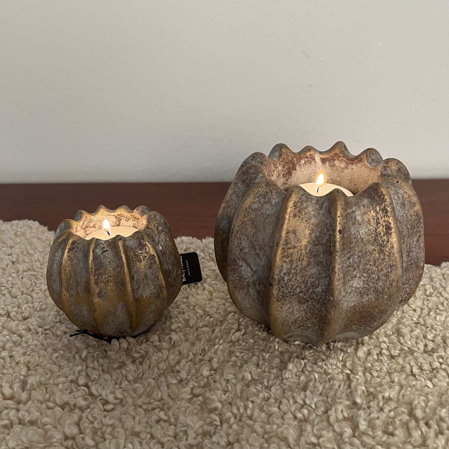 Set of 2 Tealights Pumpkin Jewel L D.13 -9 H.11-8