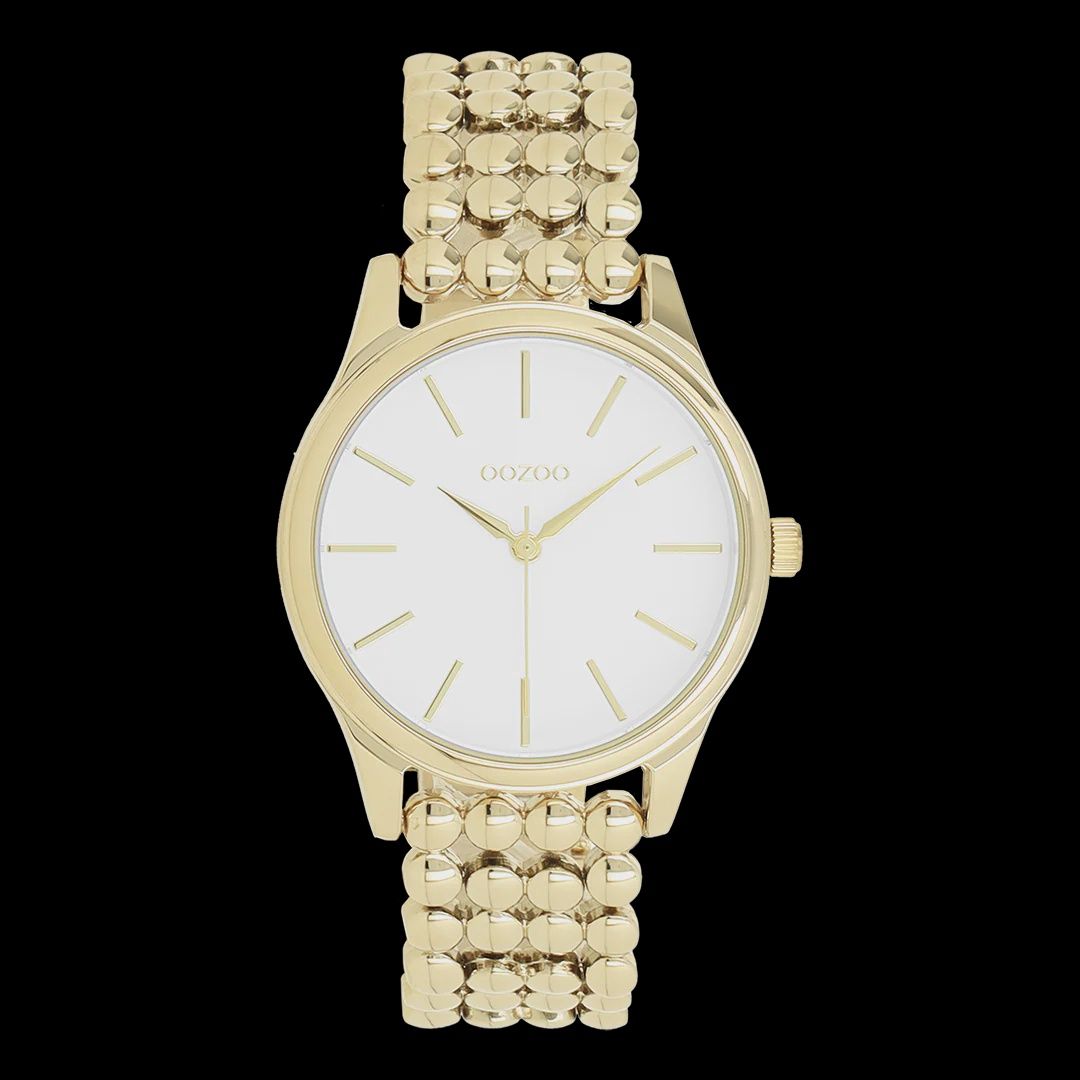 Goudkleurig horloge met dot link-armband
